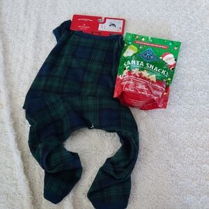 Wondershop Blue & Green Plaid Dog PJs Large & Blue Buffalo Dog Treats Bundle